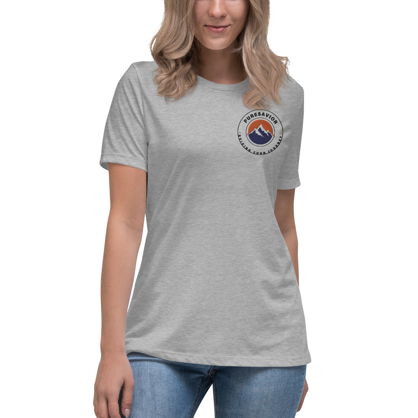 PureSavior Embroidery Women's Relaxed T-Shirt crew neck short sleeve tee