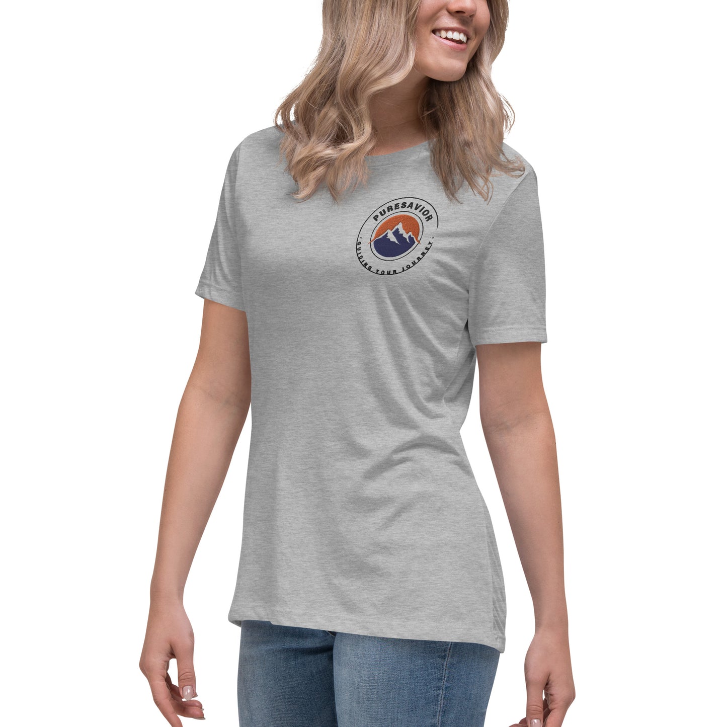 PureSavior Embroidery Women's Relaxed T-Shirt crew neck short sleeve tee