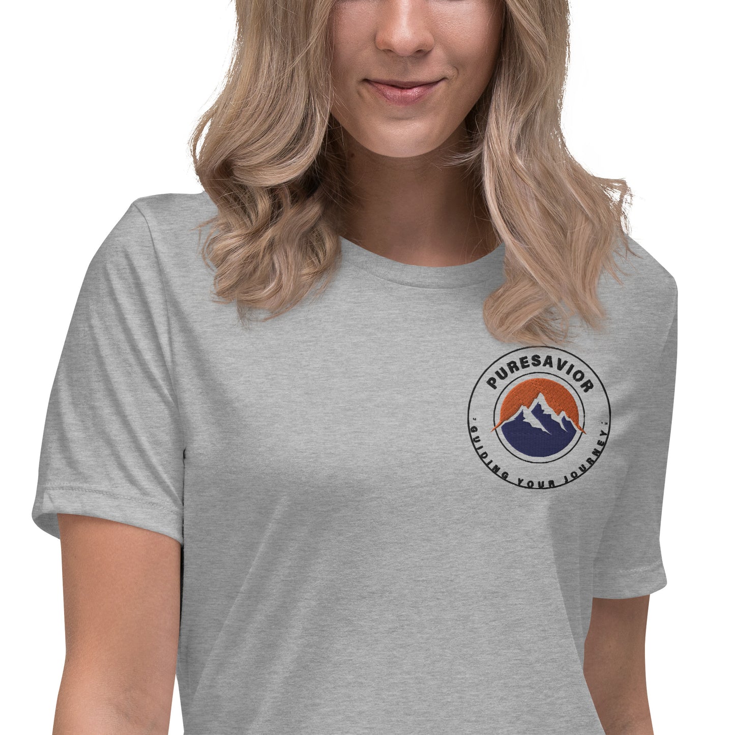 PureSavior Embroidery Women's Relaxed T-Shirt crew neck short sleeve tee
