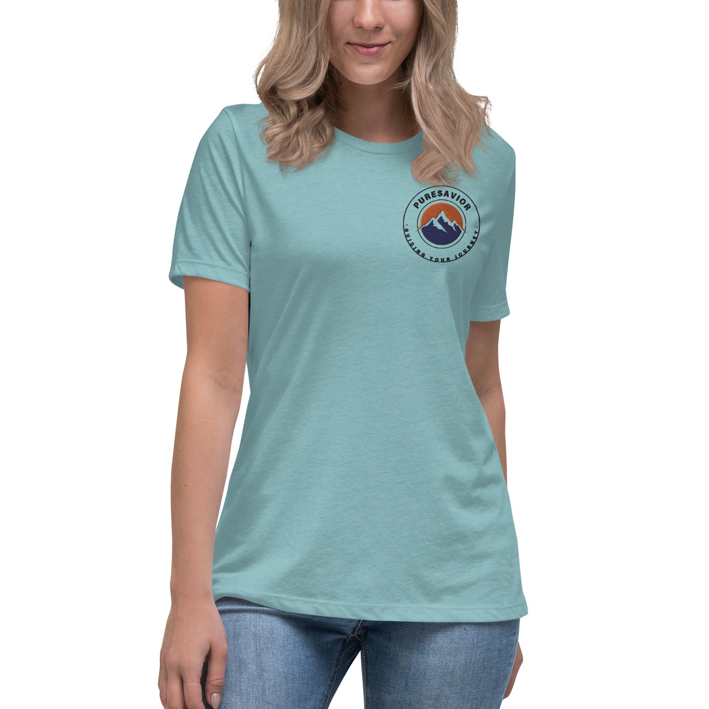 PureSavior Embroidery Women's Relaxed T-Shirt crew neck short sleeve tee