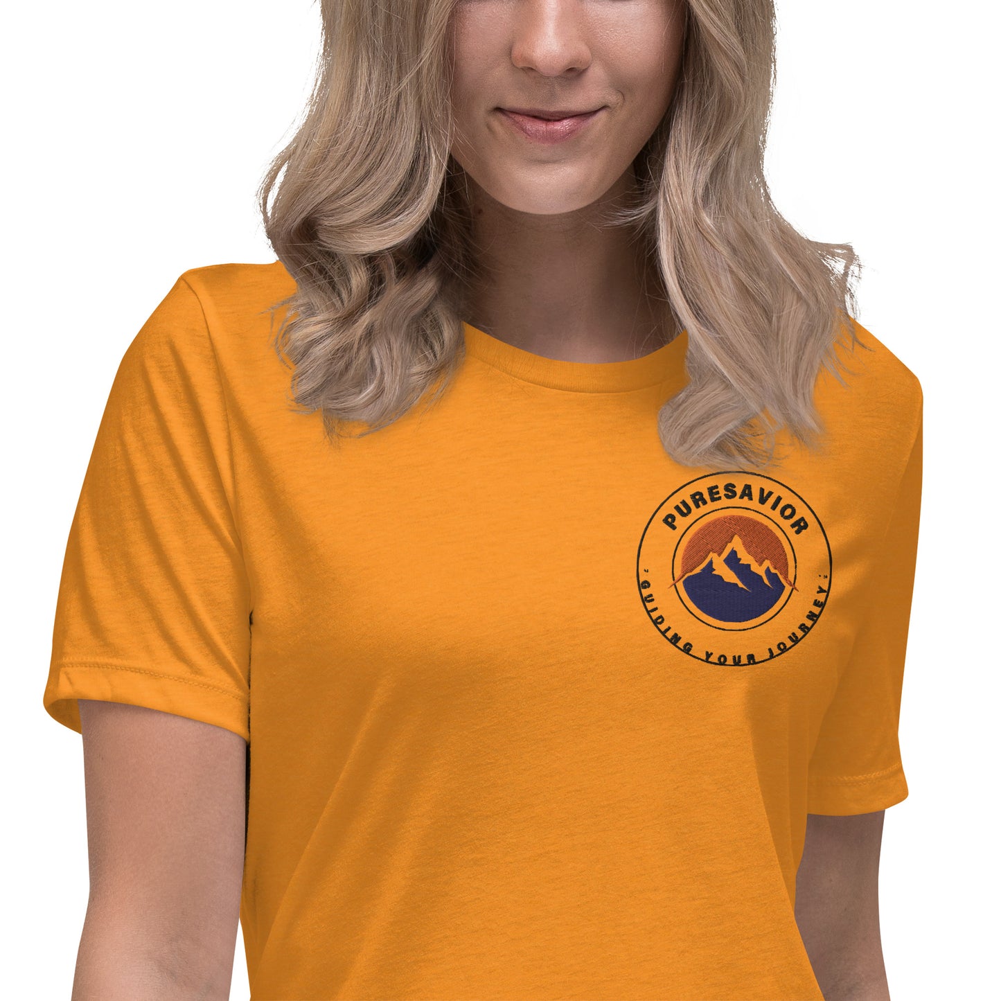 PureSavior Embroidery Women's Relaxed T-Shirt crew neck short sleeve tee