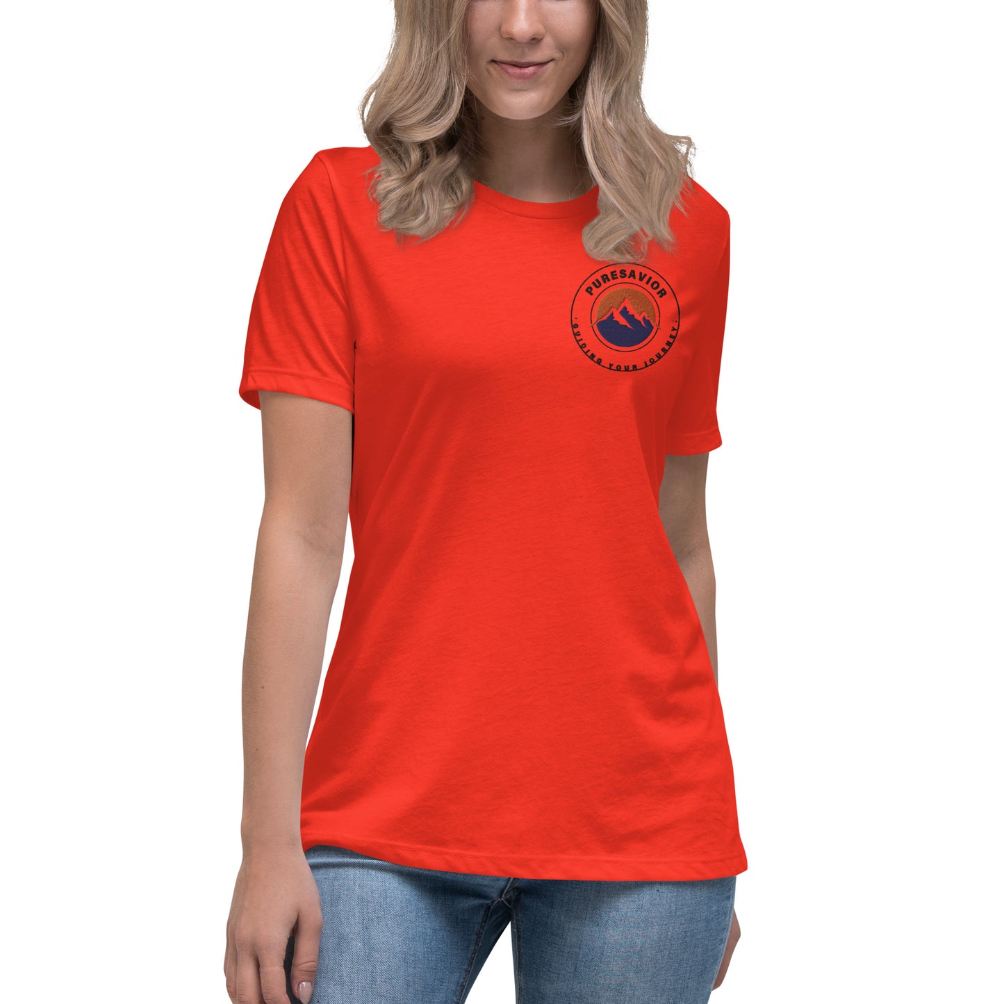 PureSavior Embroidery Women's Relaxed T-Shirt crew neck short sleeve tee