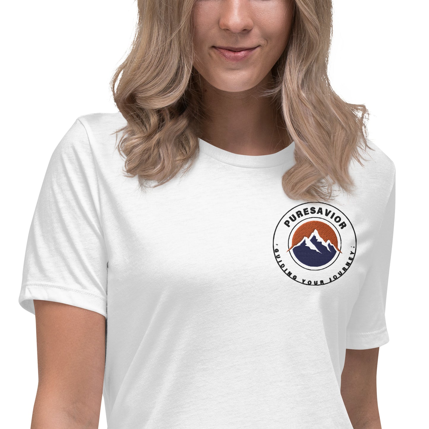 PureSavior Embroidery Women's Relaxed T-Shirt crew neck short sleeve tee